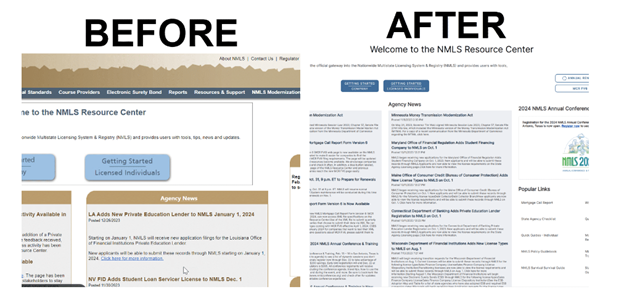 Before and After NMLS